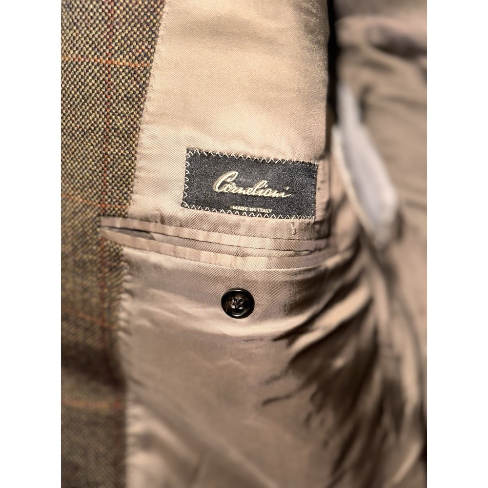 Corneliani Mark Shale Mens Brown Plaid Wool Sport Coat Blazer Made in Italy 42R - Picture 3 of 16